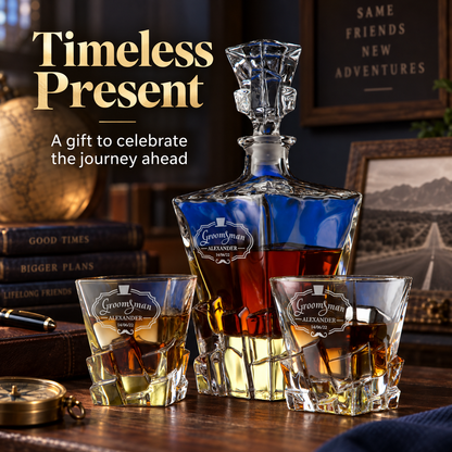 Groomsman Gift – Rocks Decanter Set with 2 Glasses, 8 Whiskey Cubes & Wooden Box – image 20