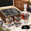 Healthcare Company Gifts – Rocks Decanter Set with 2 Glasses, 8 Whiskey Cubes & Wooden Box