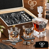 Human Resources Company Gifts – Rocks Decanter Set with 2 Glasses, 8 Whiskey Cubes & Wooden Box