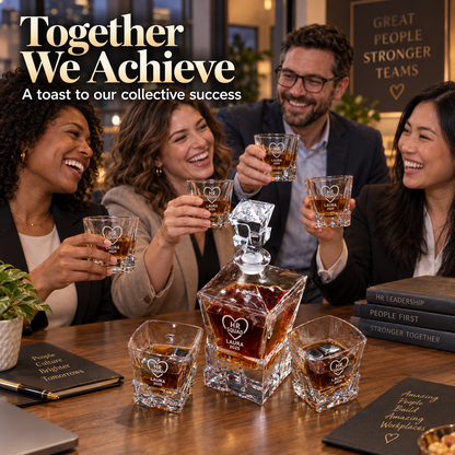 Human Resources Company Gifts – Rocks Decanter Set with 2 Glasses, 8 Whiskey Cubes & Wooden Box – image 09