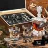 Gift for Hunters – Rocks Decanter Set with 2 Glasses, 8 Whiskey Cubes & Wooden Box