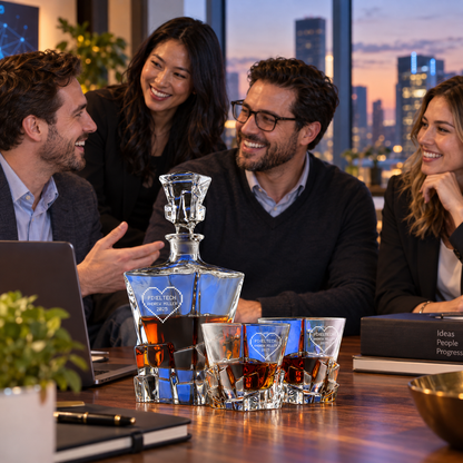 Technology Company Gifts – Rocks Decanter Set with 2 Glasses, 8 Whiskey Cubes & Wooden Box – image 17