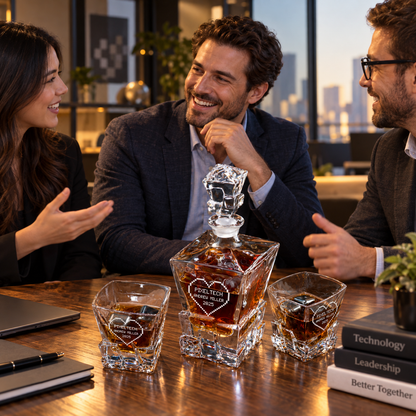 Technology Company Gifts – Rocks Decanter Set with 2 Glasses, 8 Whiskey Cubes & Wooden Box – image 19