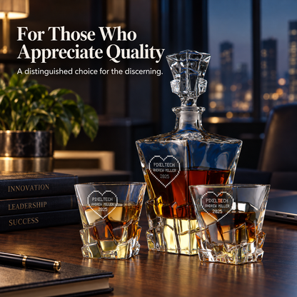 Technology Company Gifts – Rocks Decanter Set with 2 Glasses, 8 Whiskey Cubes & Wooden Box – image 20