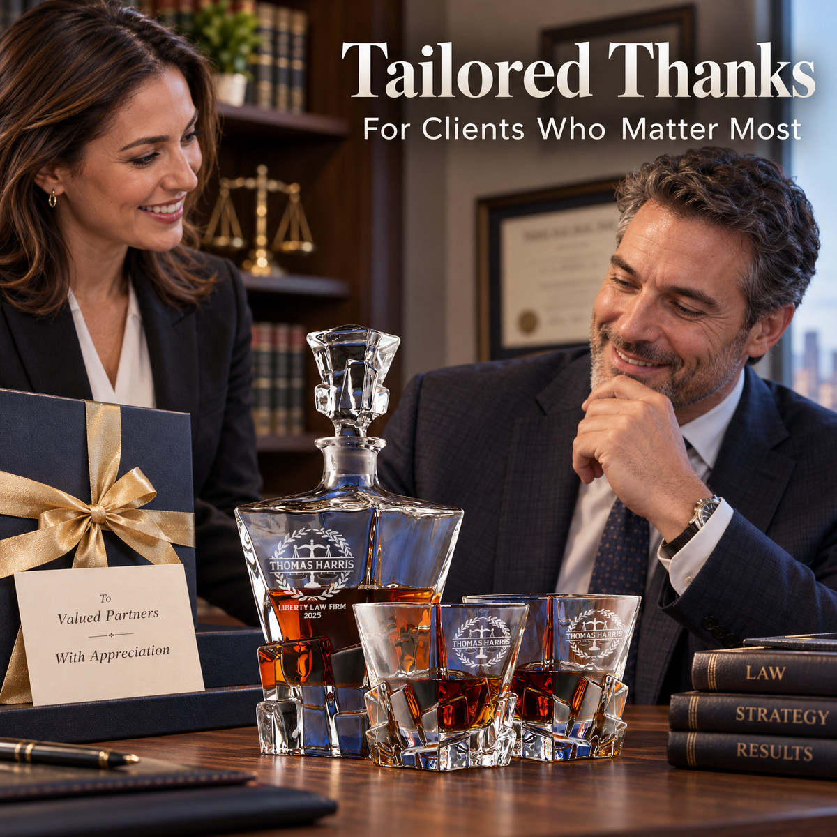 Legal Company Gifts – Rocks Decanter Set with 2 Glasses, 8 Whiskey Cubes & Wooden Box – image 07