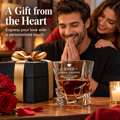 Valentine's Day Gift – Rocks Decanter Set with 2 Glasses, 8 Whiskey Cubes & Wooden Box – image 05