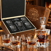 Birthday Gift – Rocks Decanter Set with 4 Glasses & Wooden Box