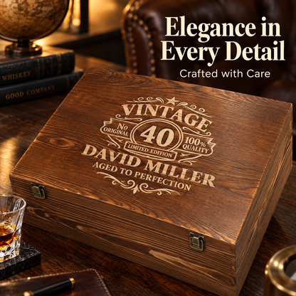 Birthday Gift – Rocks Decanter Set with 4 Glasses & Wooden Box – image 12