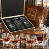 Construction Company Gifts – Rocks Decanter Set with 4 Glasses & Wooden Box