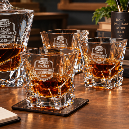 Education Company Gifts – Rocks Decanter Set with 4 Glasses & Wooden Box – image 20