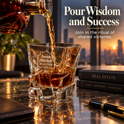 Real Estate Company Gifts – Rocks Decanter Set with 4 Glasses & Wooden Box – image 14