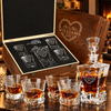 Family Gift – Rocks Decanter Set with 4 Glasses & Wooden Box