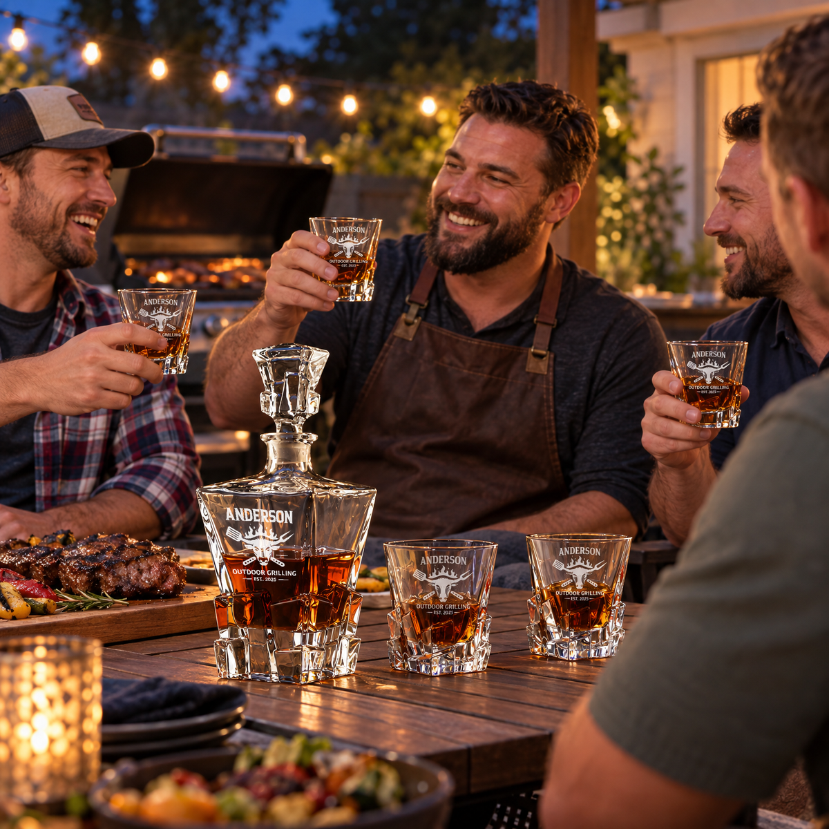 Gift for Grillmasters – Rocks Decanter Set with 4 Glasses & Wooden Box product image