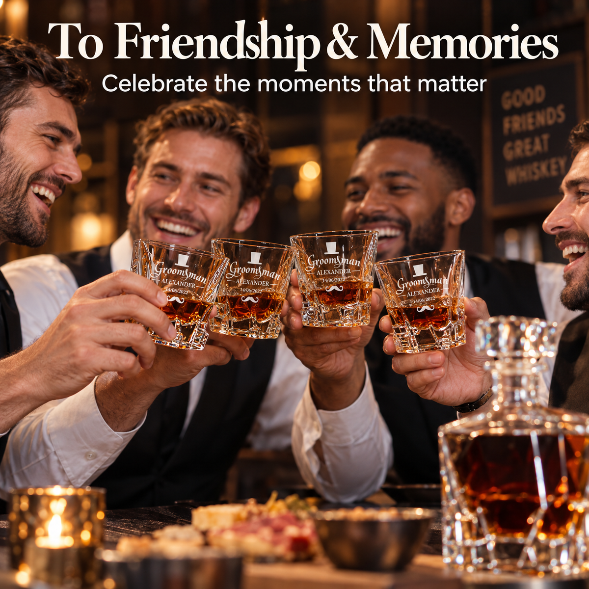 Groomsman Gift – Rocks Decanter Set with 4 Glasses & Wooden Box product image