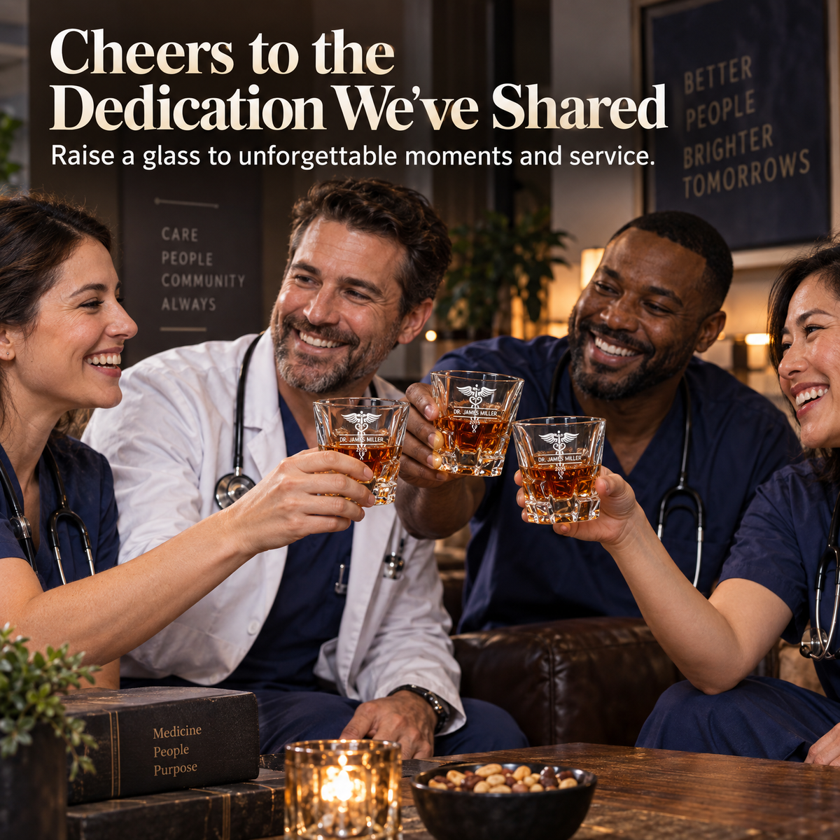Healthcare Company Gifts – Rocks Decanter Set with 4 Glasses & Wooden Box product image