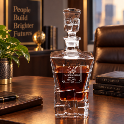 Human Resources Company Gifts – Rocks Decanter Set with 4 Glasses & Wooden Box – image 06