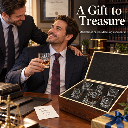Legal Company Gifts – Rocks Decanter Set with 4 Glasses & Wooden Box – image 11