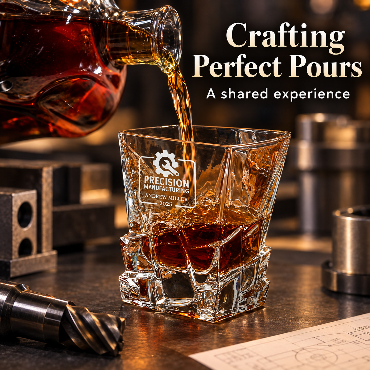 Manufacturing Company Gifts – Rocks Decanter Set with 4 Glasses & Wooden Box product image