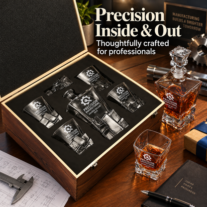 Manufacturing Company Gifts – Rocks Decanter Set with 4 Glasses & Wooden Box – image 16