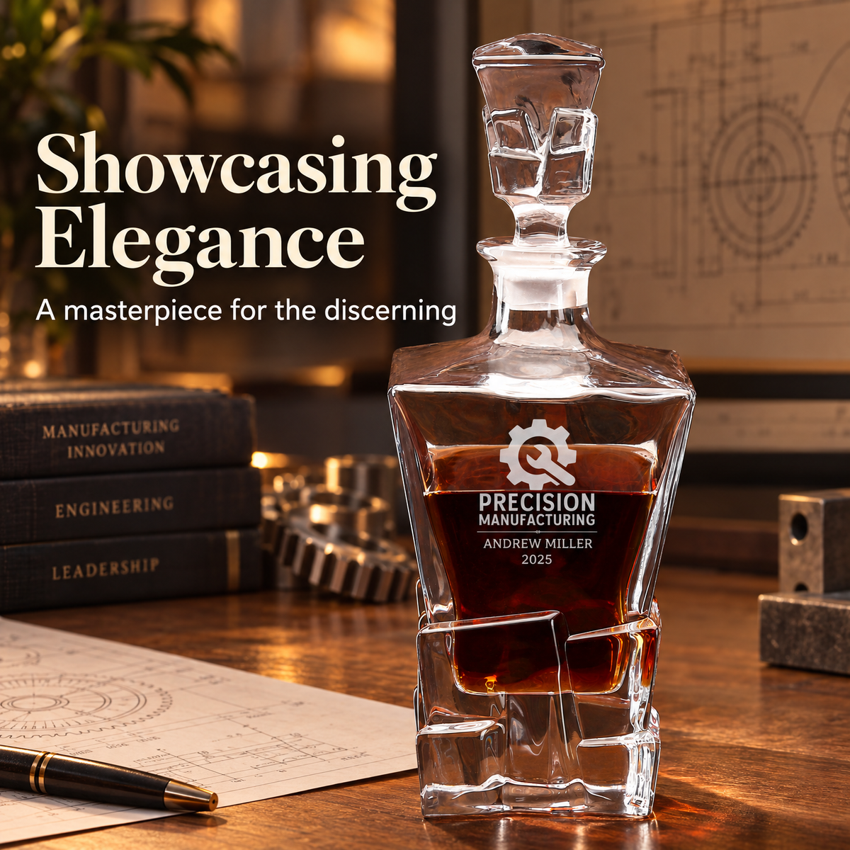 Manufacturing Company Gifts – Rocks Decanter Set with 4 Glasses & Wooden Box product image