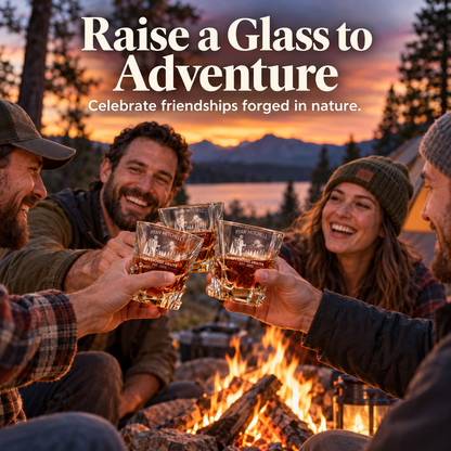 Gift for Outdoorsmen – Rocks Decanter Set with 4 Glasses & Wooden Box – image 05
