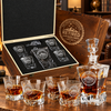 Retirement Gift – Rocks Decanter Set with 4 Glasses & Wooden Box