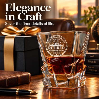 Retirement Gift – Rocks Decanter Set with 4 Glasses & Wooden Box – image 18