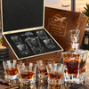Travel & Hospitality Company Gifts – Rocks Decanter Set with 4 Glasses & Wooden Box