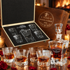 Valentine's Day Gift – Rocks Decanter Set with 4 Glasses & Wooden Box