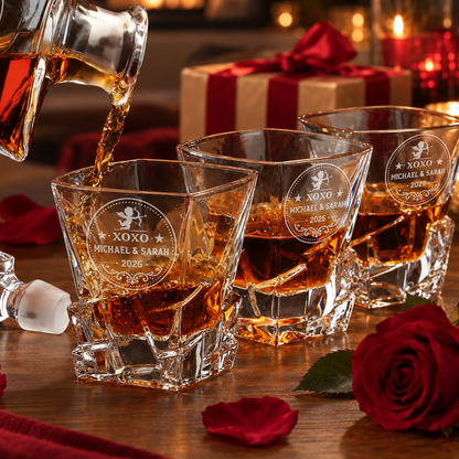 Valentine's Day Gift – Rocks Decanter Set with 4 Glasses & Wooden Box – image 08