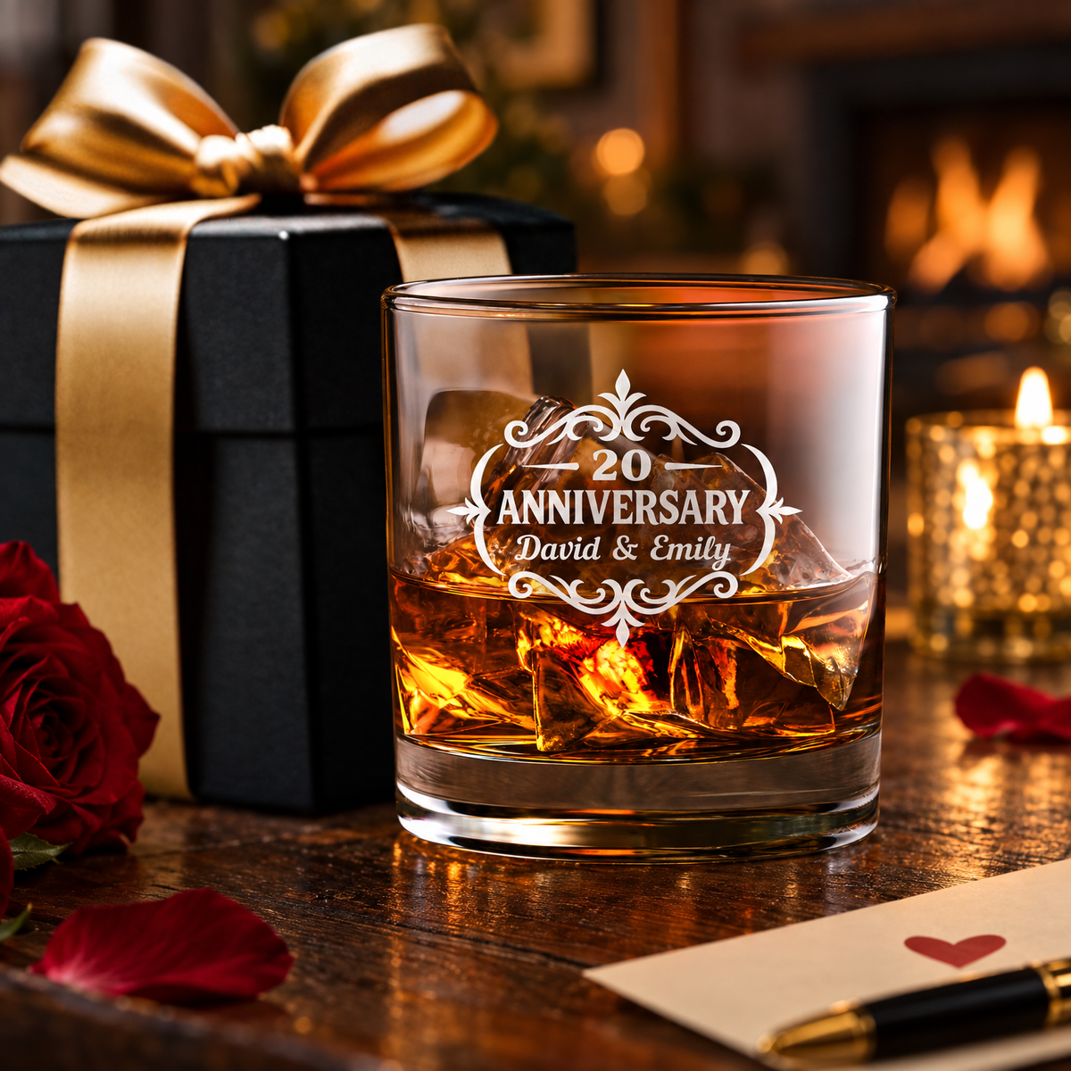 Anniversary Gift – Slick Decanter Set with 2 Glasses, 9 Whiskey Stones & Wooden Box – image 06
