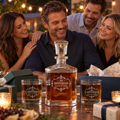 Anniversary Gift – Slick Decanter Set with 2 Glasses, 9 Whiskey Stones & Wooden Box – image 17