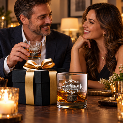 Anniversary Gift – Slick Decanter Set with 2 Glasses, 9 Whiskey Stones & Wooden Box – image 19