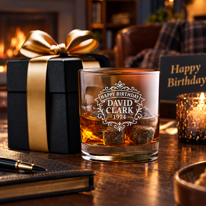 Birthday Gift – Slick Decanter Set with 2 Glasses, 9 Whiskey Stones & Wooden Box – image 06