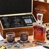 Construction Company Gifts – Slick Decanter Set with 2 Glasses, 9 Whiskey Stones & Wooden Box