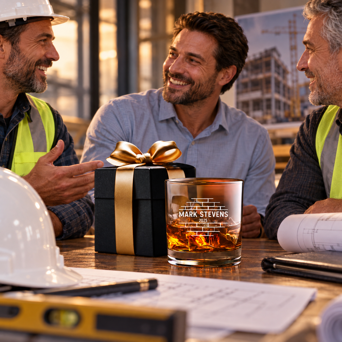 Construction Company Gifts – Slick Decanter Set with 2 Glasses, 9 Whiskey Stones & Wooden Box – image 19