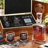 Education Company Gifts – Slick Decanter Set with 2 Glasses, 9 Whiskey Stones & Wooden Box