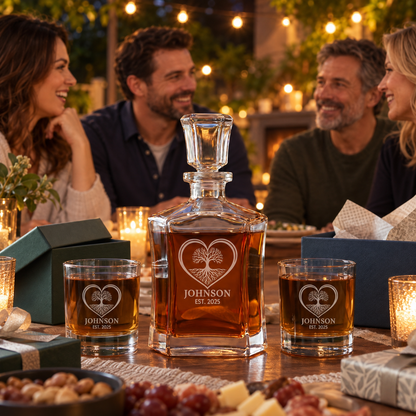 Family Gift – Slick Decanter Set with 2 Glasses, 9 Whiskey Stones & Wooden Box – image 17
