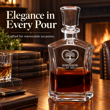 Family Gift – Slick Decanter Set with 2 Glasses, 9 Whiskey Stones & Wooden Box – image 18