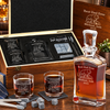 Gift for Father – Slick Decanter Set with 2 Glasses, 9 Whiskey Stones & Wooden Box