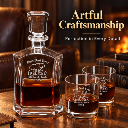 Gift for Father – Slick Decanter Set with 2 Glasses, 9 Whiskey Stones & Wooden Box – image 12