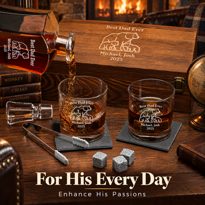 Gift for Father – Slick Decanter Set with 2 Glasses, 9 Whiskey Stones & Wooden Box – image 14