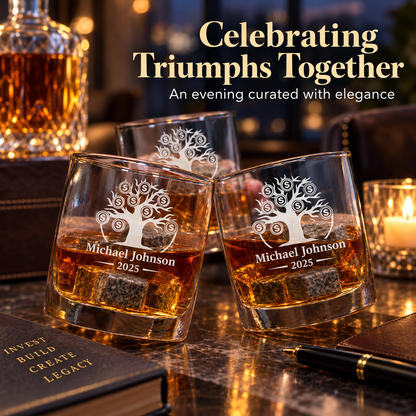 Finance Company Gifts – Slick Decanter Set with 2 Glasses, 9 Whiskey Stones & Wooden Box – image 20