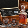 Gift for Car & Motorcycle Enthusiasts – Slick Decanter Set with 2 Glasses, 9 Whiskey Stones & Wooden Box