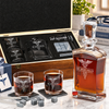 Healthcare Company Gifts – Slick Decanter Set with 2 Glasses, 9 Whiskey Stones & Wooden Box