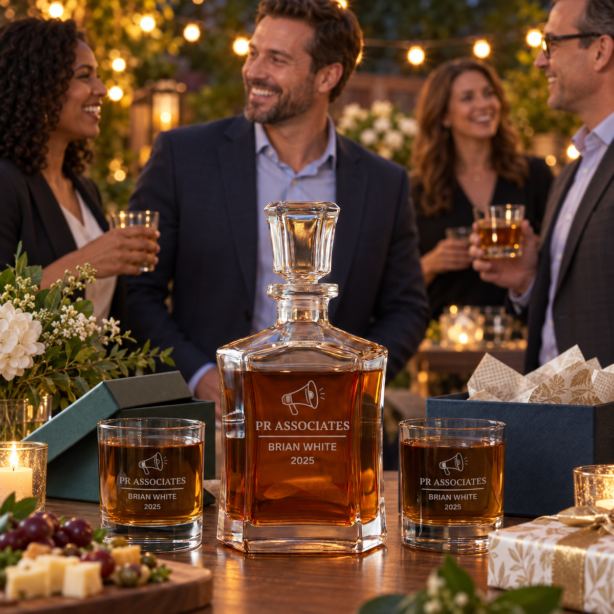 Human Resources Company Gifts – Slick Decanter Set with 2 Glasses, 9 Whiskey Stones & Wooden Box – image 17