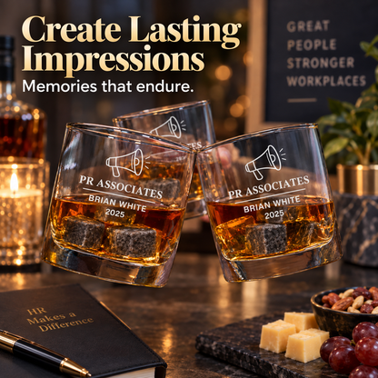 Human Resources Company Gifts – Slick Decanter Set with 2 Glasses, 9 Whiskey Stones & Wooden Box – image 20