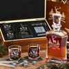 Gift for Hunters – Slick Decanter Set with 2 Glasses, 9 Whiskey Stones & Wooden Box