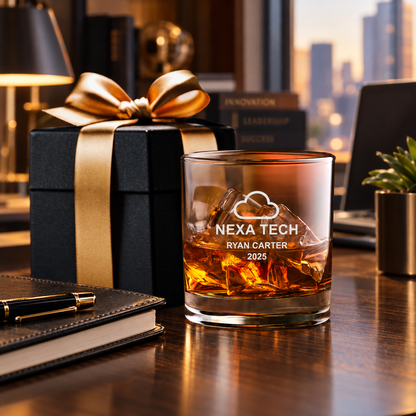 Technology Company Gifts – Slick Decanter Set with 2 Glasses, 9 Whiskey Stones & Wooden Box – image 06
