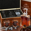 Legal Company Gifts – Slick Decanter Set with 2 Glasses, 9 Whiskey Stones & Wooden Box